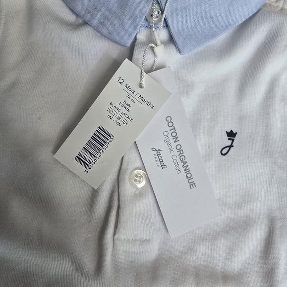 Jacadi Boy 12 Months Collar Cotton Bodysuit - Picture 5 of 9